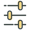Settings icon with sliders, representing a roadmap or plan.