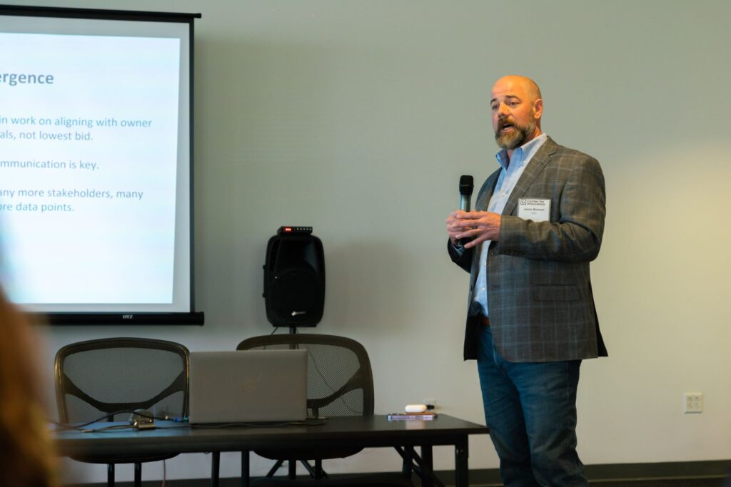 Jason Brenner presents at a Join for Innovation industry event.