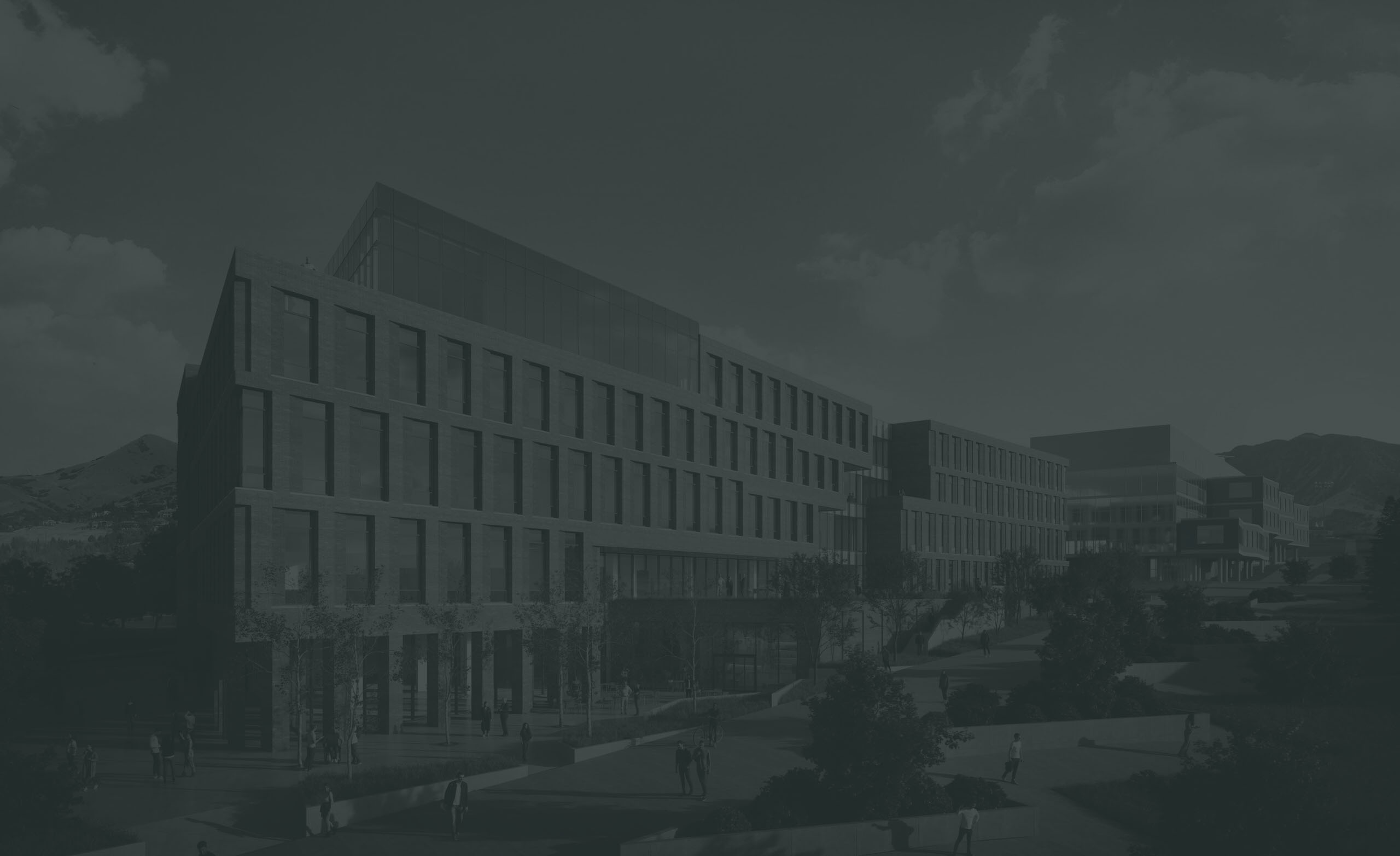 Modern office building; preconstruction project management.